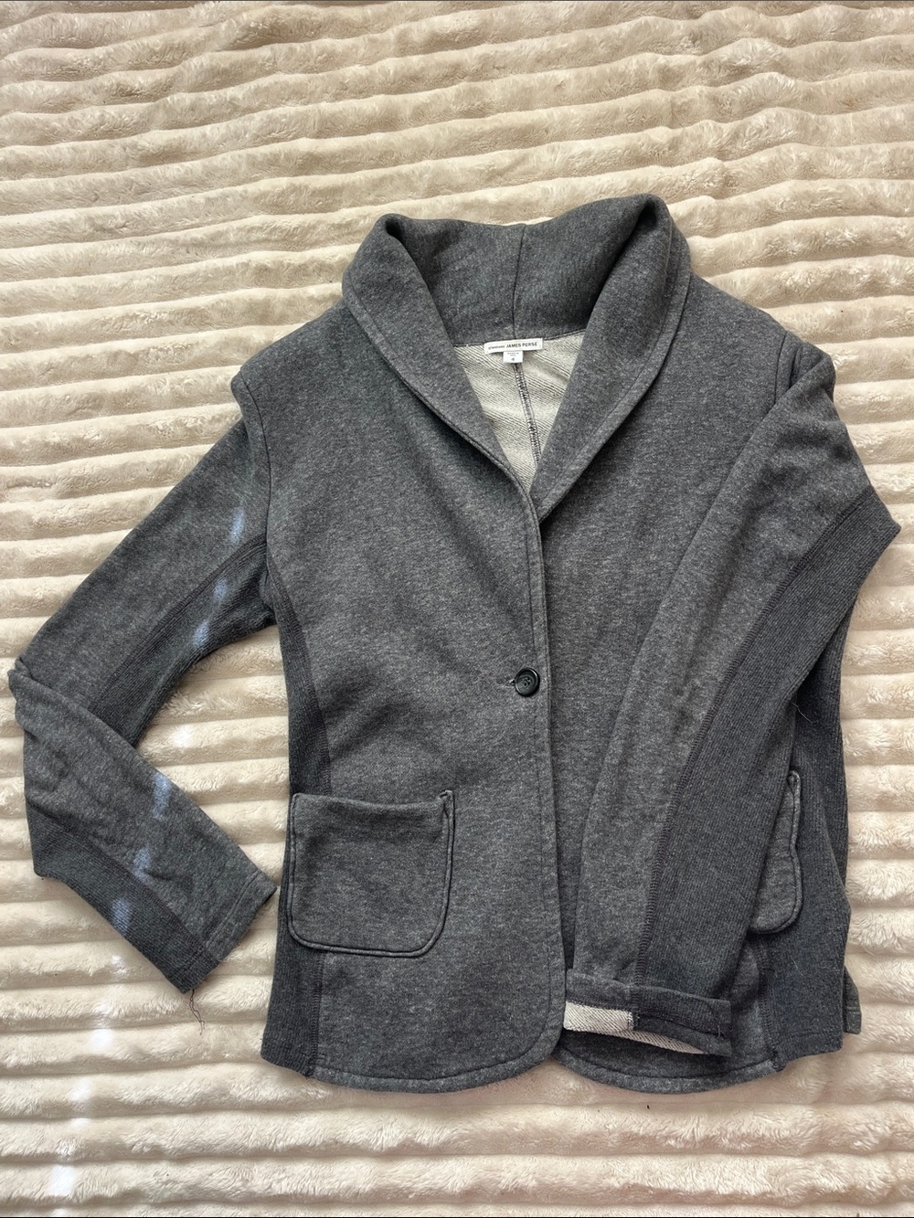 James Perse Women's Gray Knit Blazer Jacket size 4 (XL) Quiet luxury